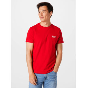 Tommy Jeans pánské červené tričko CHEST LOGO - S (XNL)